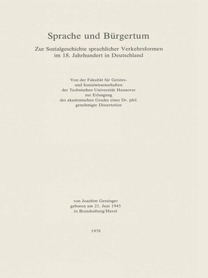 cover image of Sprache und Bürgertum